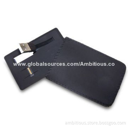 Card-shaped USB drives, super slim, with leather pouch